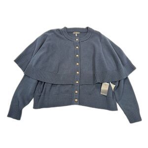 ELOQUII Off Shoulder Button Sweater Blue Gold Buttons Plus 22/24 NWT